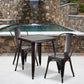 Owen Commercial Grade 23.75" Square Black-Antique Gold Metal Indoor-Outdoor Table Set with 2 Stack Chairs
