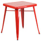 Owen Commercial Grade 23.75" Square Red Metal Indoor-Outdoor Table Set with 2 Stack Chairs