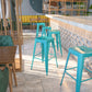 Kai Commercial Grade 30" High Backless Crystal Teal-Blue Indoor-Outdoor Barstool