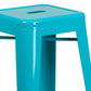 Kai Commercial Grade 30" High Backless Crystal Teal-Blue Indoor-Outdoor Barstool