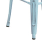 Kai Commercial Grade 30" High Backless Distressed Green-Blue Metal Indoor-Outdoor Barstool