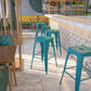 Kai Commercial Grade 30" High Backless Distressed Kelly Blue-Teal Metal Indoor-Outdoor Barstool