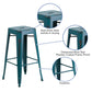 Kai Commercial Grade 30" High Backless Distressed Kelly Blue-Teal Metal Indoor-Outdoor Barstool